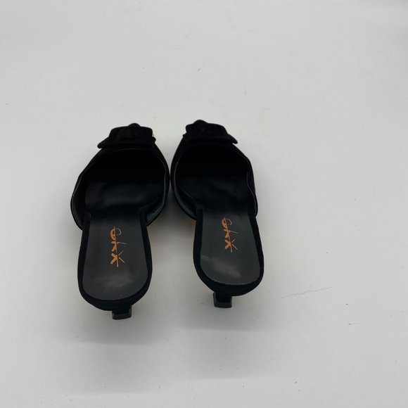 XYD Black Pointy Toe Kitten Heel Mules - Picture 7 of 10